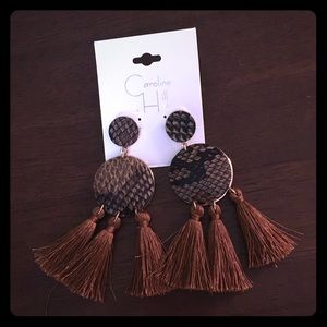 Caroline Hill Tassle Snake skin earrings